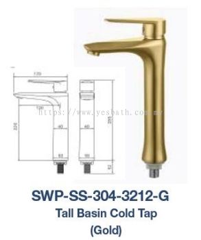 SWP-SS-304-3212-G  Tall Basin Cold Tap - SUS304 GOLD