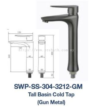 SWP-SS-304-3212-GM  Tall Basin Cold Tap - SUS304 GUN METAL