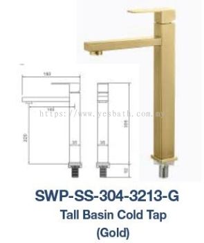 SWP-SS-304-3213-G  Tall Basin Cold Tap - SUS304 GOLD