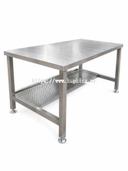 Table with perforated shelf