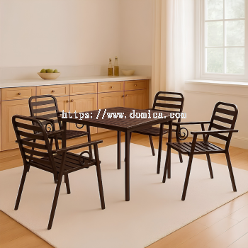 Metal Bench Table & Chairs Set