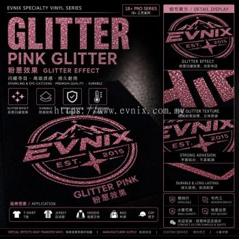 Pink Glitter Heat Transfer Vinyl (HTV) Malaysia | Premium Sparkle Logo Printing