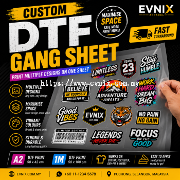 Custom DTF Gang Sheet Malaysia | Print Multiple Designs on One Sheet