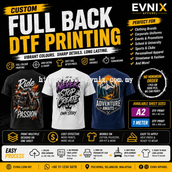 Full Back DTF Printing Malaysia | Custom Back T-Shirt Printing
