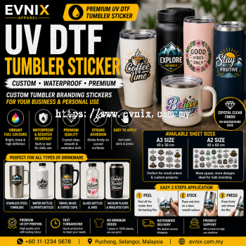 UV DTF Tumbler Sticker Malaysia | Custom Waterproof Tumbler Branding