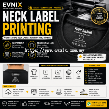 Neck Label Printing Malaysia | Custom Printed Neck Labels for Clothing Brands