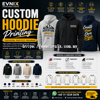 Custom Hoodie Printing Malaysia | Personalised Hoodies for Brands, Businesses & Events