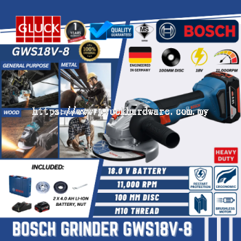 GWS18V-8 BOSCH CORDLESS BATTERY ANGLE GRINDER GWS18V-8