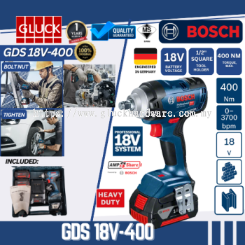 GDS 18V-400 BOSCH Professional Cordless Impact Wrench GDS 18V-400 MESIN BATTERY BUKA TAYAR KERETA M10 M12