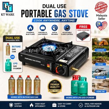 KT WARE DUAL Portable gas stove  steamboat stove picnic stove camping stove Butane gas stove dapur kelah mini stove