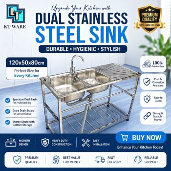 KT WARE Stainless Steel Kitchen  Dual Sink / Double Bowl Sink / Double Drainer / Dish Rack / Kitchen Organizer
