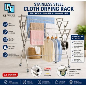 KT WARE W Type Stainless Steel Clothes Hanger Drying Rack Penyidai baju hanger baju ampaian baju rak sidai baju