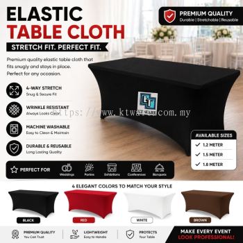 KT WARE  Full Elastic Banquet Table Cloth Cover Colorful Stretch Event Hotel Kain Sarung Meja PARTY