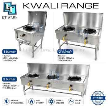 KT WARE Stainless Steel  2 Burner Kwali Range / Dapur Gas 2 Tungku Stove / Dapur 2 Lubang / Dapur Mee Goreng