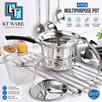 KT WARE 4pcs 22cm MULTI FUNCTION DEEP FRY /STEAM / COOKING POT PERIUK SERBAGUNA STEAM POT SAUCE PAN