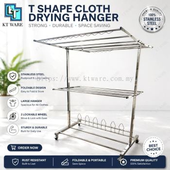 KT WARE STAINLESS STEEL T CLOTHS DRYING RACK OUTDOOR CLOTHS HANGER RAK SIDAI BAJU PENYIDAI BAJU SUPER HANGER RAK BAJU