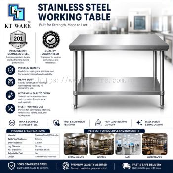 KT WARE 2 Tier Stainless Steel Kitchen Working Table Storage Rack Heavy Duty Cooking Table Rack Rak Meja Dapur Serbaguna