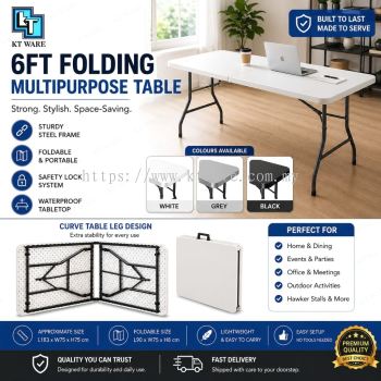 KT WARE 6feet Multipurpose Folding Table Heavy Duty Exhibition Dining Outdoor Folding Table Meja Lipat Pelbagai Kegunaan