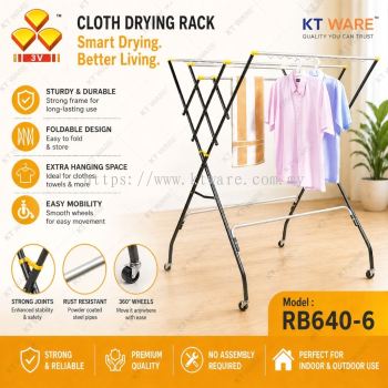 KT WARE 3V OUTDOOR CLOTHS HANGER /DRYING CLOTH RACK /RAK SIDAI BAJU/AMPAIAN BAJU 6+4BAR