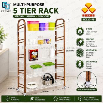 KT WARE 3V 5 Tier Bakery rack Dish rack / plate rack /multipurpose rack/ brak pinggan / rak serbaguna(with wheel)