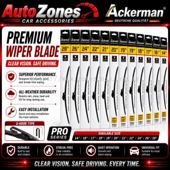 WIPER ACKERMANN German Technology XILCOAT Formula Silicone Wiper Blade | Quiet & Smooth Performance | Weather-Pro Durable Windscreen Wiper | Front & Rear Wiper for All Vehicle Models