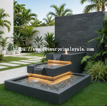 Garden Landscape With Water Fountain Malaysia 马来西亚花园景观搭配水景喷泉