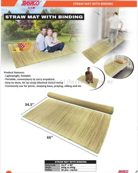 Premium Straw Mat With Binding | Durable Woven Floor Mat | Traditional Multipurpose Tikar Mengkuang & Picnic Mat Malaysia