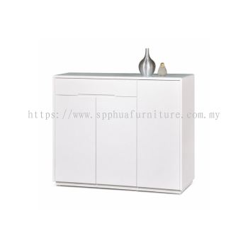 Veneer & High Gloss 3 Doors Multipurpose Cabinet C/W 1 Drawer