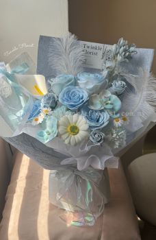 Soap Flowers Bouquet for Blue Lover�u