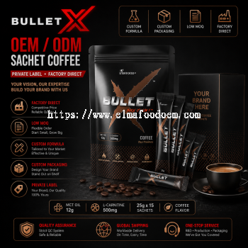 Global OEM Bullet X Fat Burning Coffee with MCT Oil   Halal GMP HACCP Factory