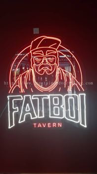 fatboi restaurant cafe neon bar led indoor signage signboard at klang kuala lumpur shah alam puchong kepong