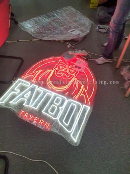 fatboi restaurant cafe neon bar led indoor signage signboard at klang kuala lumpur shah alam puchong kepong