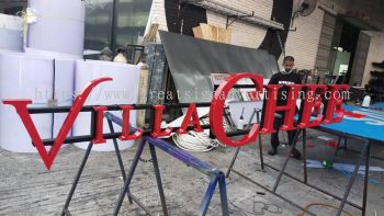 villa chee 3d box up led frontlit lettering logo signage signboard at sekinchan selangor