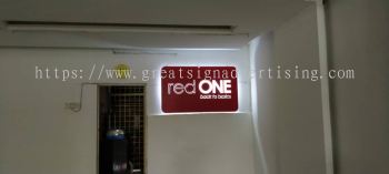 red one eg box up 3d base with acrylic cut out lettering led frontlit and backlit indoor signage 