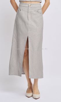 Sahara Linen Slit Midi Skirt