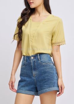 Lace Trim V-Neck Top