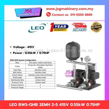 LEO BWS-QHB 2EMH 2-5 / BWS-QHB 2EMH 4-3 / BWS-QHB 2EMH 4-4 / BWS-QHB 2EMH 4-5 / BWS-QHB 2EMH 4-6 INTELLIGENT HORIZONTAL BOOSTER SYSTEM 415V 0.55KW 0.75HP / 0.75KW 1.0HP / 1.1KW 1.5HP