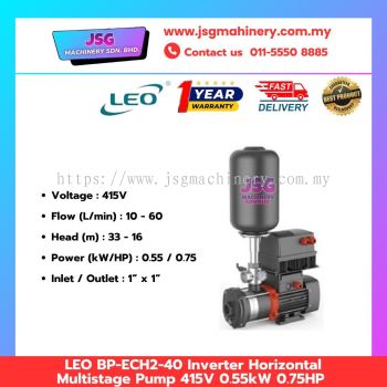 LEO BP-ECH2-40 Inverter Horizontal Multistage Water Pump 415V 0.55kW 0.75HP Pressure Booster Pump