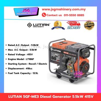 LUTIAN 5GF-ME3 5.5KW Diesel Generator 415V Three Phase Electric Start Genset
