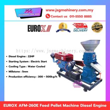 EUROX AFM-260E Diesel Feed Pellet Machine 22HP Electric Start Water-Cooled 300 500kg/h Animal Feed Pellet Mill