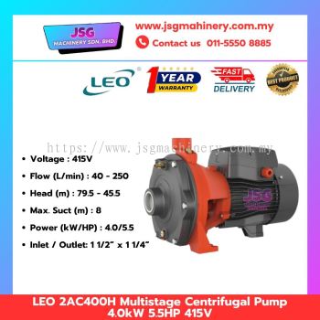 LEO 2AC400H Multistage Centrifugal Pump 4.0kW 5.5HP 415V | Three Phase Water Pump