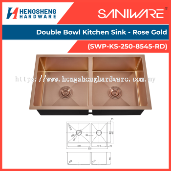 SANIWARE Double Bowl Kitchen Sink - Rose Gold (SWP-KS-250-8545-RD) | Saniware Products in Selangor