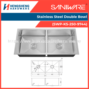 SANIWARE Stainless Steel Double Bowl (SWP-KS-250-9744) | Saniware Products in Selangor