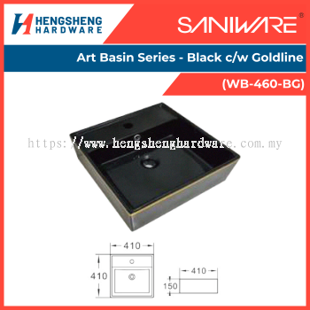 SANIWARE Art Basin Series - Black C/w Goldline (WB-460-BG) | Saniware Products In Selangor