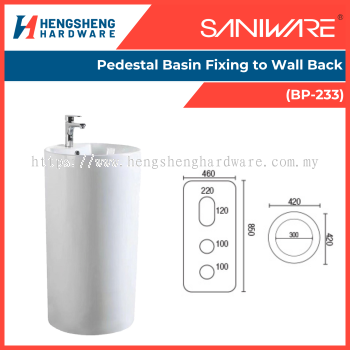 SANIWARE Pedestal Basin Fixing To Wall Back (BP-233) | Saniware Products In Selangor