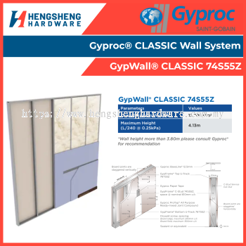 Gyproc® CLASSIC Wall System - GypWall® CLASSIC 74S55Z _ Gyproc Products in Selangor