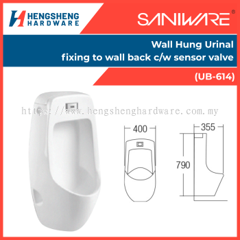 SANIWARE Wall Hung Urinal fixing to wall back c_w sensor valve (UB-614) _ Saniware Products in Selangor