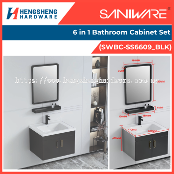 SANIWARE 6 in 1 Bathroom Cabinet Set (SWBC-SS6609_BLK) _ Saniware Products in Selangor