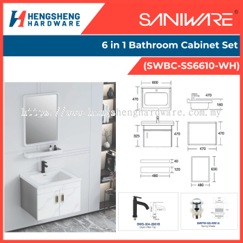 SANIWARE 6 in 1 Bathroom Cabinet Set (SWBC-SS6610-WH) _ Saniware Products in Selangor