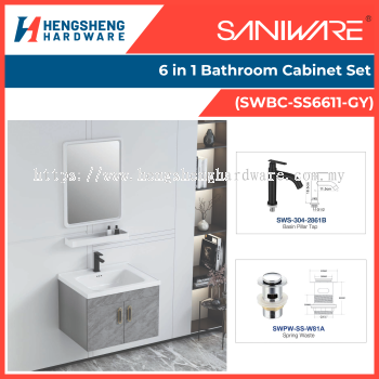 SANIWARE 6 in 1 Bathroom Cabinet Set (SWBC-SS6611-GY) | Saniware Products in Selangor